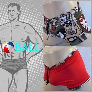 Ball Pop Art Reversible Swim Briefs 32-38 Nylon / spandex Fully lined